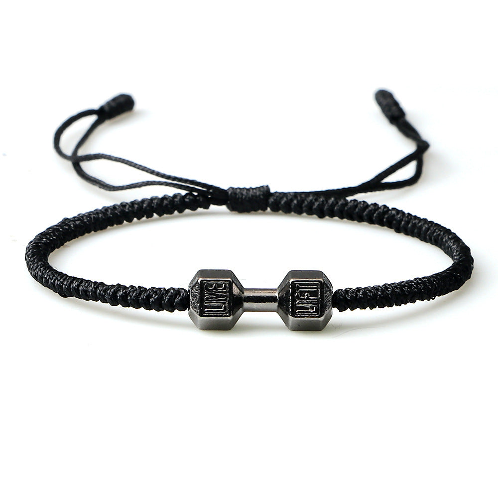 Woven Fitness Dumbbell Bracelet – Adjustable Alloy Design for Gym Lovers