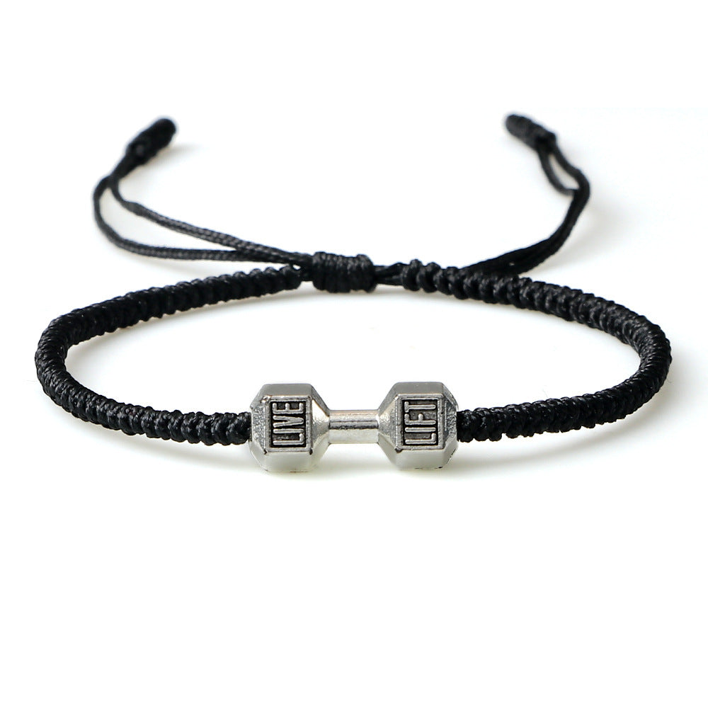 Woven Fitness Dumbbell Bracelet – Adjustable Alloy Design for Gym Lovers